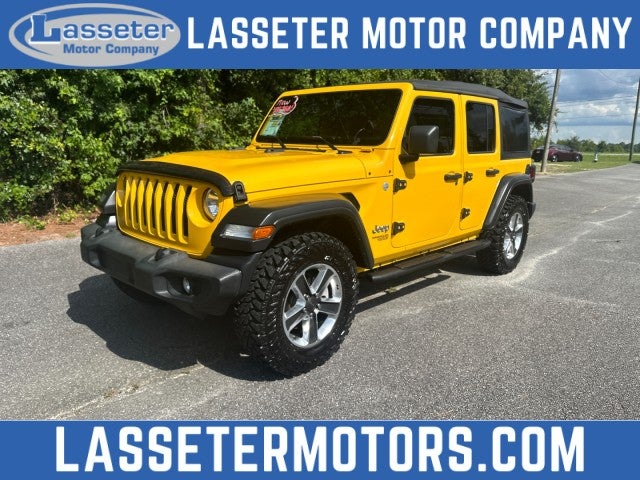 2021 Jeep Wrangler Unlimited Sport S in Yellow — front three-quarter view