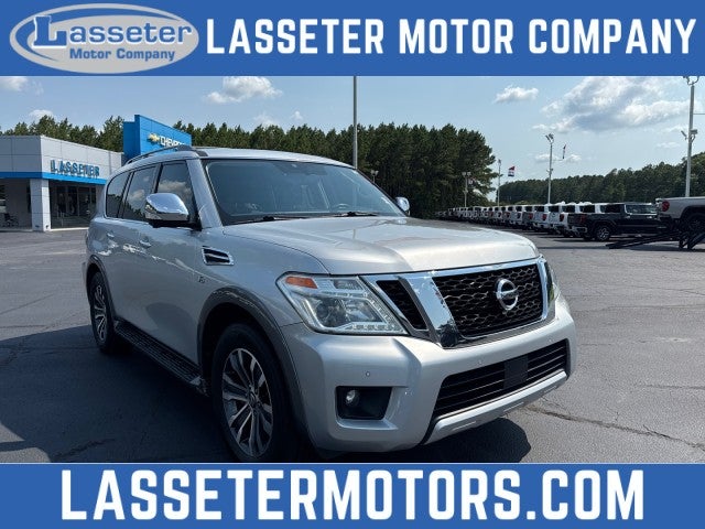 2018 Nissan Armada SL in Silver — front three-quarter view